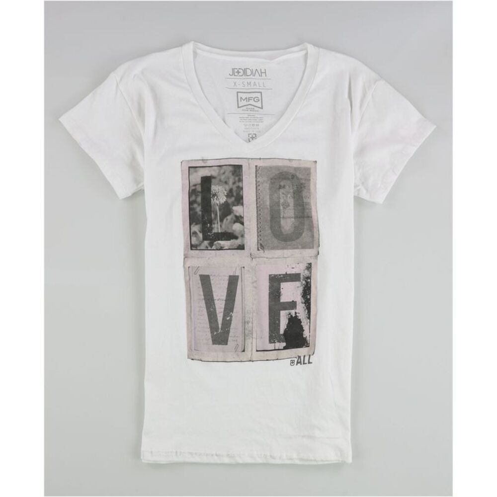 Jedidiah Womens Love All Graphic T-Shirt, White, XS, DM